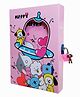 KARBD BT21 BTS K Pop Band Happy Pink Secret Lock Diary Big for Girls Boys Kids Animated Cartoon Characters Items Designer Ruled Notebook Locker Secret Diary with Cover Box Lock & Key - 21x15x3.2 cm