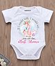 KNITROOT Mothers Day Theme Half Sleeves Baby & Mama Flamingo Best Mom Printed Onesie - White