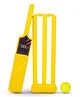 Baybee Plastic Cricket kit Set 3 Stumps with Stand Base 1 Bat and Soft Ball Perfect Birthday gift - Yellow