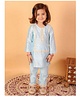 Vastramay Full Sleeves Mirror Work Embellished & Placement Embroidered Kurta With Salwar - Aqua Blue