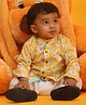 Vastramay Full Sleeves Seamless Aztec Motif Blocks Printed & Thread Work Detailed Kurta With Pyjama - Yellow