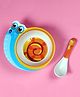 Mihar Essentials Bamboo Fibre Feeding Bowl with Spoon Snail Shape (Color & Print May Vary)