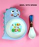 Mihar Essentials Bamboo Fibre Feeding Bowl with Spoon Dino Shape (Color & Print May Vary)
