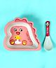 Mihar Essentials Bamboo Fibre Feeding Bowl with Spoon Dino Shape (Color & Print May Vary)