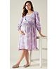 The Kaftan Company Three Fourth Sleeves Zebra Printed Maternity Dress - Purple
