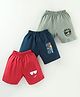 Teddy Sinker Knee Length Shorts with Text Print Pack of 3 - Red Light Green & Blue