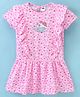 Teddy Cotton Sinker Half Sleeves Frock Polka Dot Print - Pink