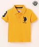 US Polo Assn Cotton Knit Half Sleeves T-Shirt Logo & Number Embroidery - Yellow