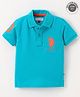 US Polo Assn Cotton Knit Half Sleeves T-Shirt Logo & Number Embroidery - Blue