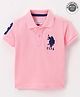 US Polo Assn Cotton Knit Half Sleeves T-Shirt Logo & Number Embroidery - Pink