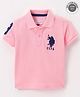 US Polo Assn Cotton Knit Half Sleeves T-Shirt Logo & Number Embroidery - Pink