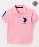 US Polo Assn Cotton Knit Half Sleeves T-Shirt Logo & Number Embroidery - Pink