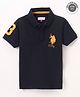 US Polo Assn Cotton Knit Half Sleeves T-Shirt Logo & Number Embroidery - Navy Blue
