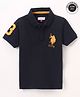 US Polo Assn Cotton Knit Half Sleeves T-Shirt Logo & Number Embroidery - Navy Blue