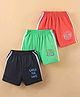 Zero Sinker Knee Length Shorts Beach Printed Pack of 3 - Navy Blue Orange & Light Green