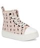 Fresh1947Feet Thunderbolt Ghost & Butterfly Printed Laced Up Ankle Sneakers - Baby Pink