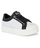 Fresh1947Feet Stone Embellished Laced Up Sneakers - White & Black