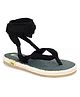 Fresh1947Feet Satin Side Braided Solid  Flat Sandal - Black