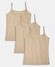 SillySally  Pack Of 3 Sleeveless Solid Camisoles - Skin