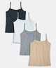 SillySally Pack Of 4 Solid Camisoles - Black Grey Blue Beige