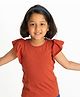 Campana 100% Cotton Frill Short Sleeves Solid Top - Rust Red