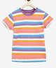 Campana 100% Cotton Half Sleeves Candy Rugby Striped Ringer Tee - Multi Colour & Purple