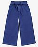 Campana Solid 100% Cotton Culottes With Belt - Blue