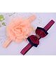 Little Miss Cuttie Set Of 2 Chiffon Flower & Grosgrain Bow Detailed Headband & Hair Clip - Peach & Wine Red