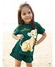 Nap Chief Cotton Half Sleeves Disney Lion King Theme Printed Co Ord Set - Dark Green