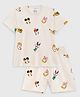 Nap Chief Cotton Half Sleeves Disney Mickey Mouse Theme Printed Co Ord Set - Off White