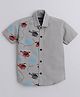 Polka Tots Half Printed Helicopter Sky Theme Printed Shirt - Grey