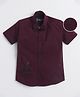 Polka Tots Half Sleeves Regular Fit Dads Little Copy Diamond Embellished & Bow Appliqued Shirt - Dark Maroon