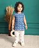 Polka Tots 100% Super Soft Cotton Sleeveless Cycle Print Jhabla And Pant Set - Navy Blue