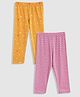Femea Pack Of 2 Star & Hearts Printed Ankle Length Leggings - Yellow & Pink
