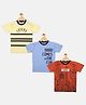 RVK Pack Of 3 Half Sleeves Typography Printed Tees - Lemon Yellow Sky Blue & Red