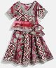 READIPRINT Half Sleeves Seamless Elephant Motif Block Detailed Patola Printed Choli With Coordinating Gota Lace Embellished Lehenga - Red
