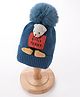 Babyhug Pom Pom Woollen Cap Teddy Applique - Blue