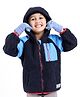 Babyhug Woven Full Sleeves Jacket with Hood Solid Colour - Navy Blue