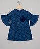 The Sandbox Clothing Co Bell Sleeves Schiffle Flower Applique Dress - Blue