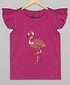 The Sandbox Clothing Co Short Flutter Sleeves Flamingo Sequins Embellished Top - Pink