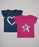 The Sandbox Clothing Co Pack Of 2 Half Sleeves Heart & Star Sequins Embellished Tops - Pink & Blue