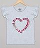 The Sandbox Clothing Co Short Flutter Sleeves Heart Sequins Embellished Top - Grey