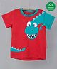 Nino Bambino 100% Cotton Half Sleeves Baby Dino Printed Tee - Blue & Red
