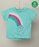 Nino Bambino 100% Cotton Half Sleeves Rainbow & Heart Printed Tee - Blue