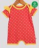 Nino Bambino 100% Cotton Frill Detailed Half Sleeves Seamless Flower Printed Romper - Red