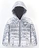Babyhug Full Sleeves Woven Quilted Hoodie Landscape Patch - Silver