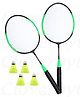 CLOVERBYTE Exotic Kids Racket Set With 4 Shuttlecock - Green Black