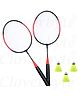 CLOVERBYTE Exotic Kids Racket Set With 3 Shuttlecock - Red Black