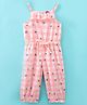 O'Carina Cotton Woven Sleeveless Checked Jumpsuit Floral Print - Orange