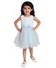 Peppermint Sleeveless Flower Applique Party Wear Dress - Blue